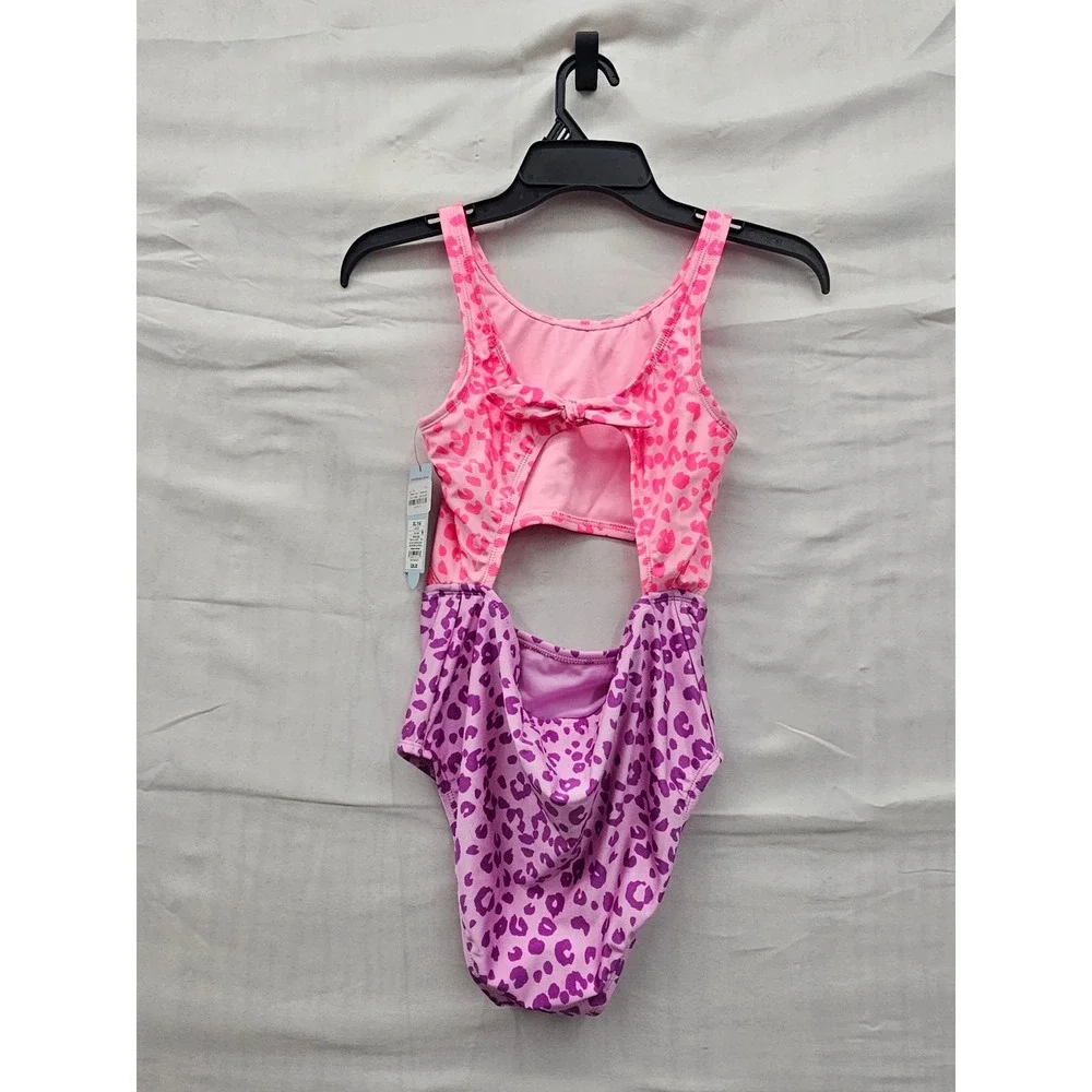 Cat & Jack Girls Cheetah Print 2-Piece Swimsuit Pink Poly Blend Size XL